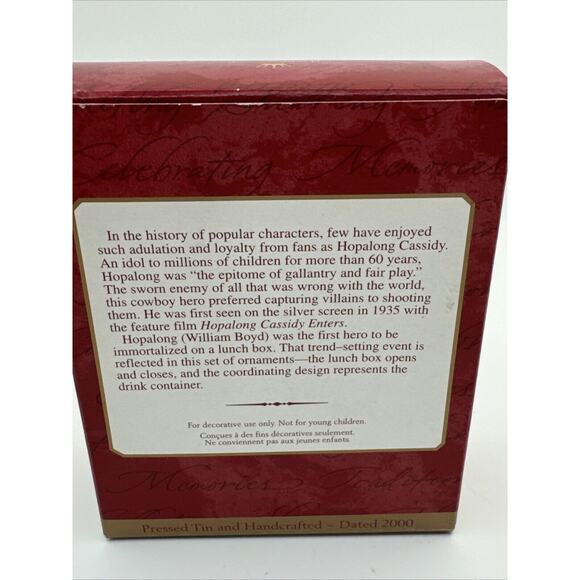 2000 Hallmark Keepsake Hopalong Cassidy Ornament Tin Lunch Box W/thermos 2pc Set - Picture 3 of 12